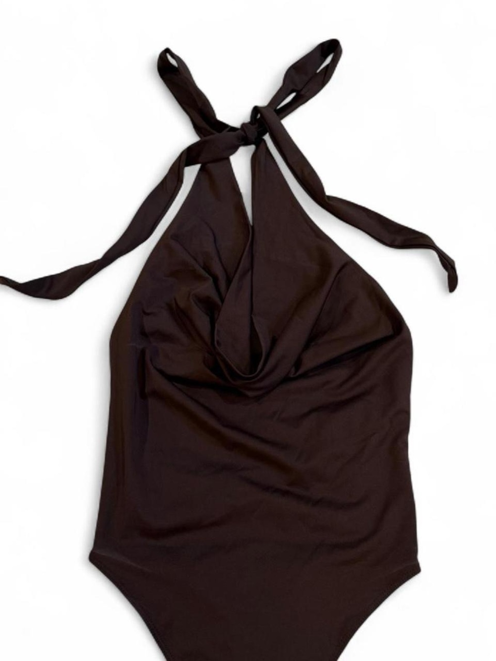 Brown Cowl Neck Body Suit